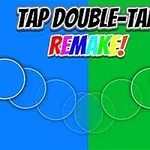 Sinisellä ja vihreällä taustalla on valkoiset ympyrät ja teksti Tap Double-Tap Remake!