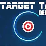 Sinisellä taustalla on punavalkoinen maalitaulu ja sininen pyöreä efekti, tekstillä Target Tap Deluxe