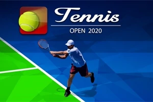 Tennispelaaja valkoisessa paidassa ja tummissa shortseissa lyö palloa sinisellä ja vihreällä kentällä