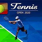 Tennispelaaja valkoisessa paidassa ja tummissa shortseissa lyö palloa sinisellä ja vihreällä kentällä