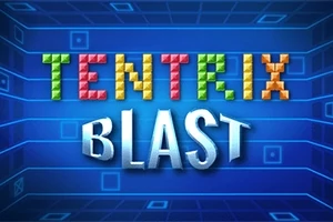 Värikkäistä palikoista muodostuva TEN TRIX -teksti ja valkoinen BLAST -teksti sinisellä taustalla