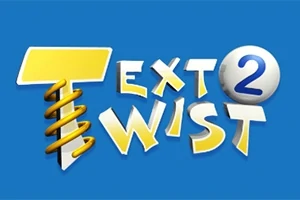 Kuva sisältää sinisellä taustalla olevan tekstin Text Twist 2, jossa Text alkaa keltaisella kirjaimella T, jossa on kierrejousimainen elementti