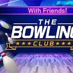 Keilapallo radalla, jossa on teksti The Bowling Club ja ympärillä keiloja
