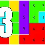 Numero 13 keskellä värikkäiden ruutujen mosaiikkia, jossa on numeroita ruuduissa