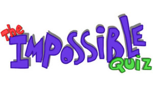 Värikäs teksti The Impossible Quiz piirretyllä fontilla valkoisella taustalla