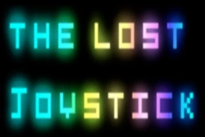 Kuvan teksti on värikkäillä, hehkuvilla kirjaimilla kirjoitettu The Lost Joystick mustalla taustalla