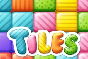 Värikkäitä kuviollisia laattoja ja keskellä teksti Tiles