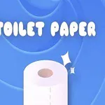 Valkoinen wc-paperirulla sinisellä taustalla, jossa on otsikko Toilet Paper