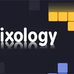Tekstissä lukee Trixology, taustalla on värikkäitä, neliömäisiä palikoita mustalla pohjalla