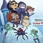 Piirretyt hahmot kiipeilevät kukkulalla, jossa on hämähäkki ja taustalla linna, tekstillä Troll Face Quest Video Memes & TV Shows