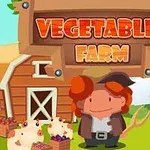 Animaatiohahmo seisoo etualalla tilalla, jossa on navetta, sikoja ja puinen kyltti, jossa lukee Vegetables Farm