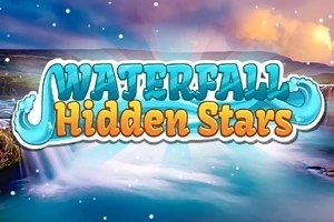 Vesiputous ja logo, jossa lukee Waterfall Hidden Stars