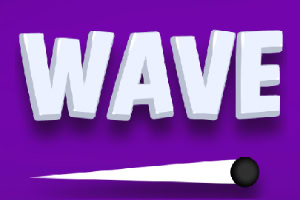 Violetti tausta, jossa valkoisella kolmiulotteinen teksti WAVE ja alareunassa musta pallo valkoisen viivan päällä