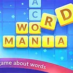 Hymyskäinen mies näyttää peukkua värikkään laatikkotaustan edessä, jossa lukee WORD MANIA
