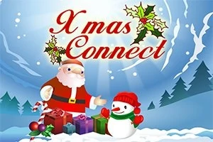 Joulupukki ja lumiukko seisovat yhdessä talvimaisemassa, ympärillään lahjoja ja yllä teksti Xmas Connect