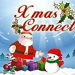 Joulupukki ja lumiukko seisovat yhdessä talvimaisemassa, ympärillään lahjoja ja yllä teksti Xmas Connect