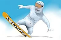 Opasta Yeti rinnettä alas ja tappaa pingviinejä