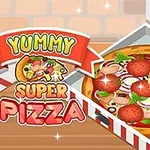 Pizza täynnä täytettä, kuten pepperonia, sieniä, sipulia ja oliiveja, pizzalaatikossa tiiliseinää vasten