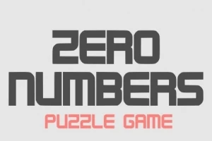 Harmaalla taustalla mustalla tekstillä ZERO NUMBERS ja alla punaisella tekstillä PUZZLE GAME