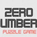 Harmaalla taustalla mustalla tekstillä ZERO NUMBERS ja alla punaisella tekstillä PUZZLE GAME