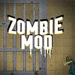 Zombin aiheinen kuvamoduuli, jossa näkyy suurin kirjaimin teksti ZOMBIE MOD, metalliaita ja vihreä zombi oikeassa alalaidassa