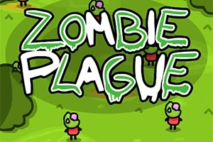 Sarjakuvamaisia vihreitä hahmoja ja teksti Zombie Plague vihreällä taustalla