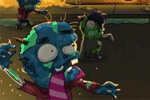Siniset ja vihreät zombit kadulla iltahämärässä