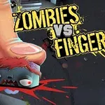 Iso sormi murskaa piirretyn zombin, taustalla teksti Zombies VS Finger